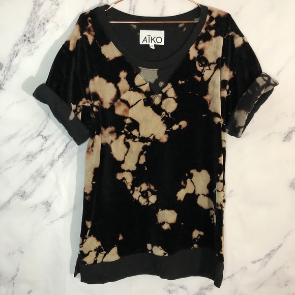 Aiko Tops - Aiko || short sleeve sweatshirt tunic top black